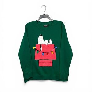 Peanuts Festive Green Snoopy Crewneck knit Sweater
